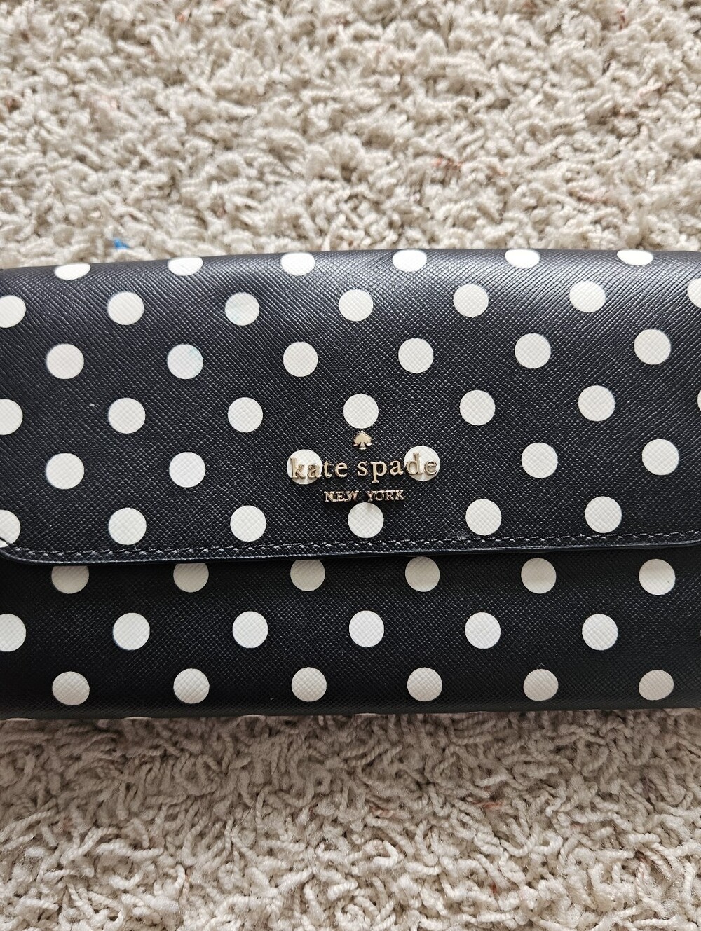 Kate Spade Black And White Polka Dot Clutch Wallet